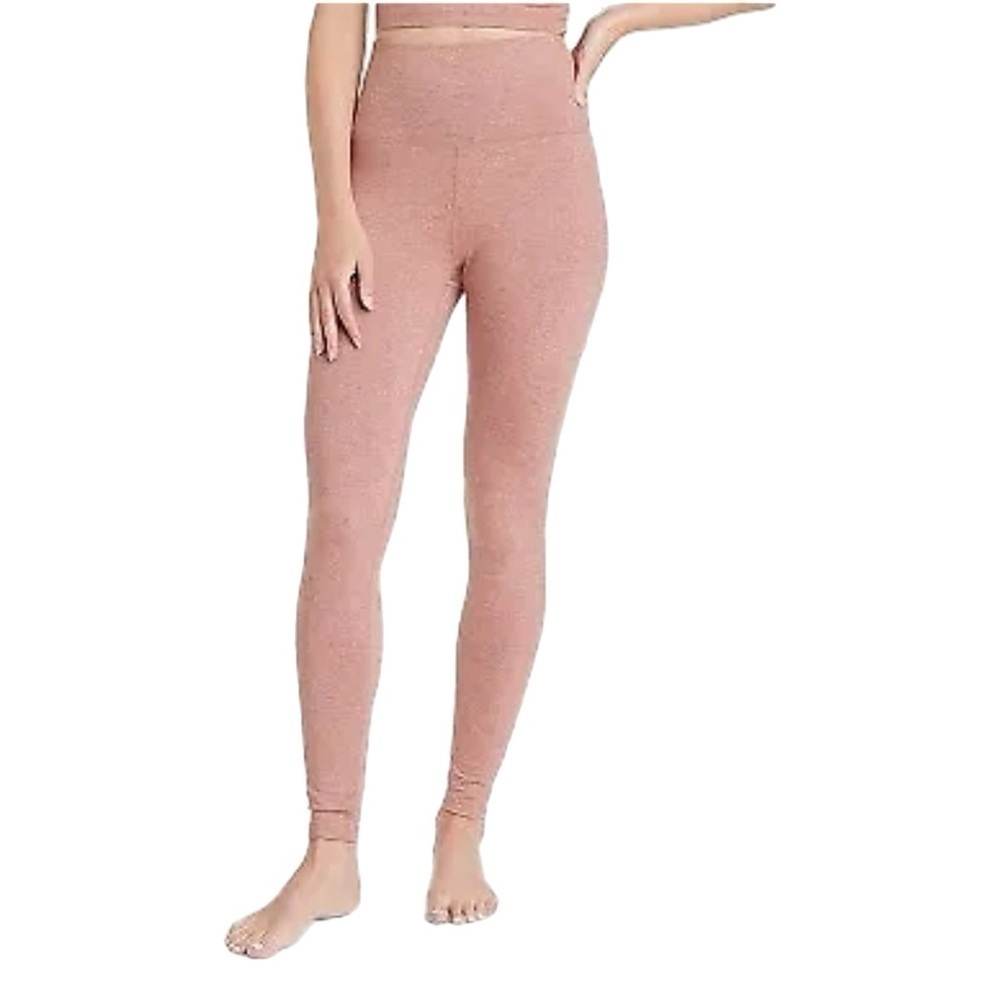 all in motion Allover Cozy Hidden Rear Pocket Leggings in Heathered Beige Sz XS